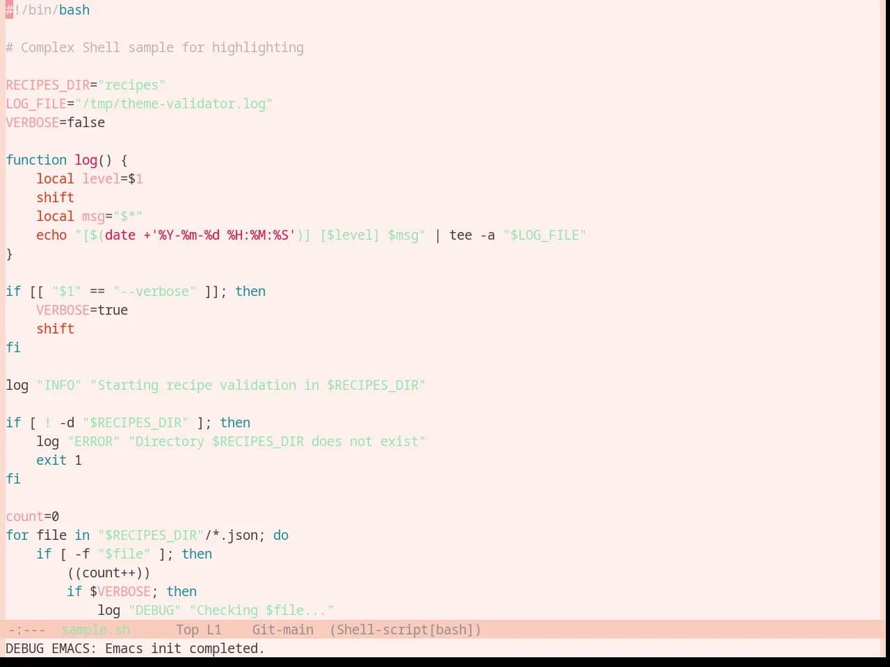 Base16 Horizon Light Theme in sh-mode