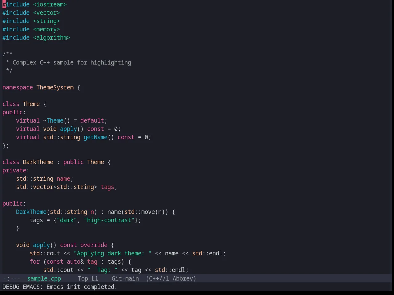 Base16 Horizon Terminal Dark Theme in c++-mode