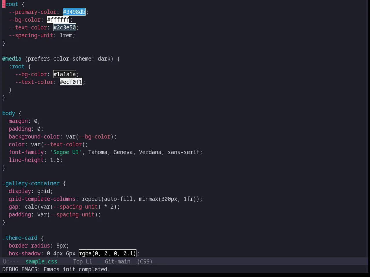 Base16 Horizon Terminal Dark Theme in css-mode