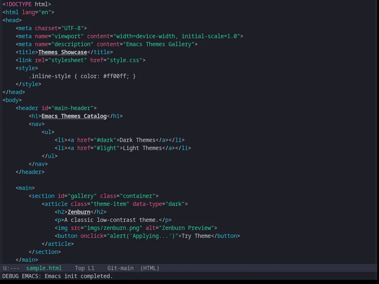Base16 Horizon Terminal Dark Theme in html-mode