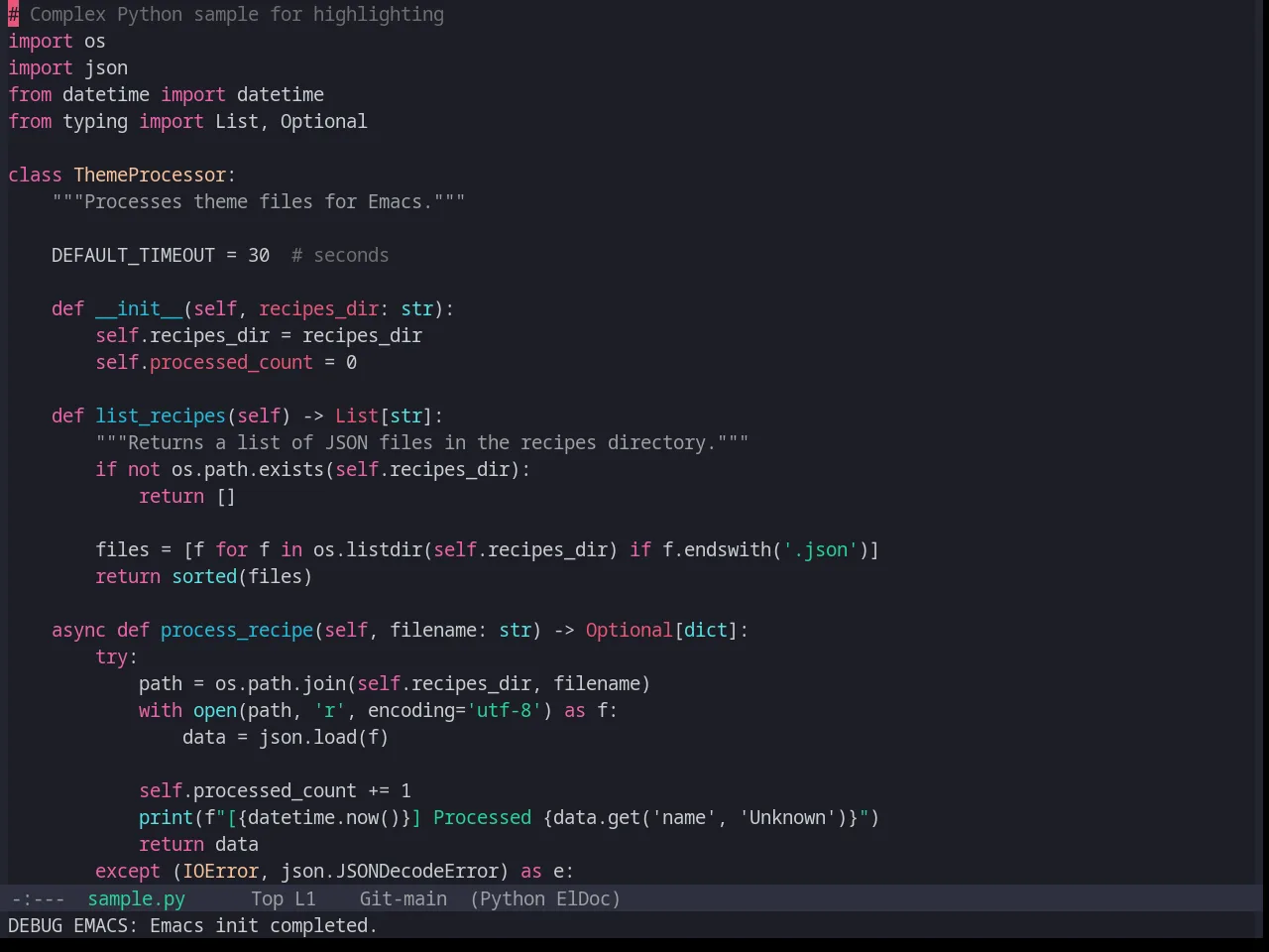 Base16 Horizon Terminal Dark Theme in python-mode