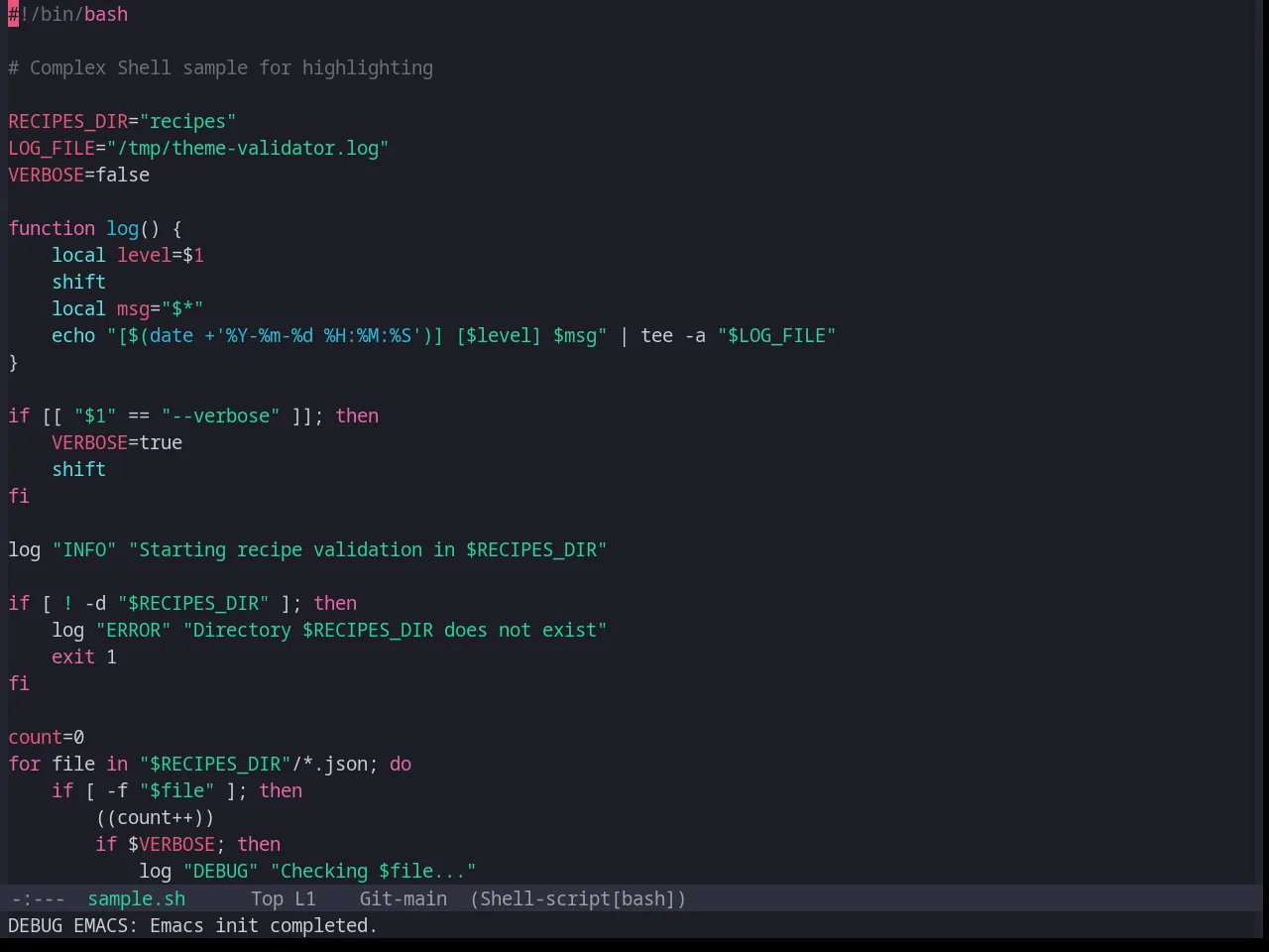 Base16 Horizon Terminal Dark Theme in sh-mode