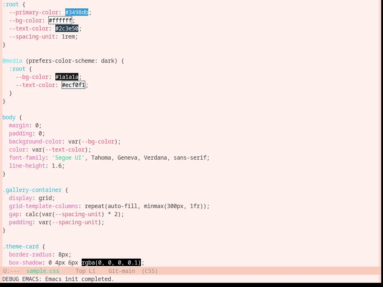 Base16 Horizon Terminal Light Theme in css-mode
