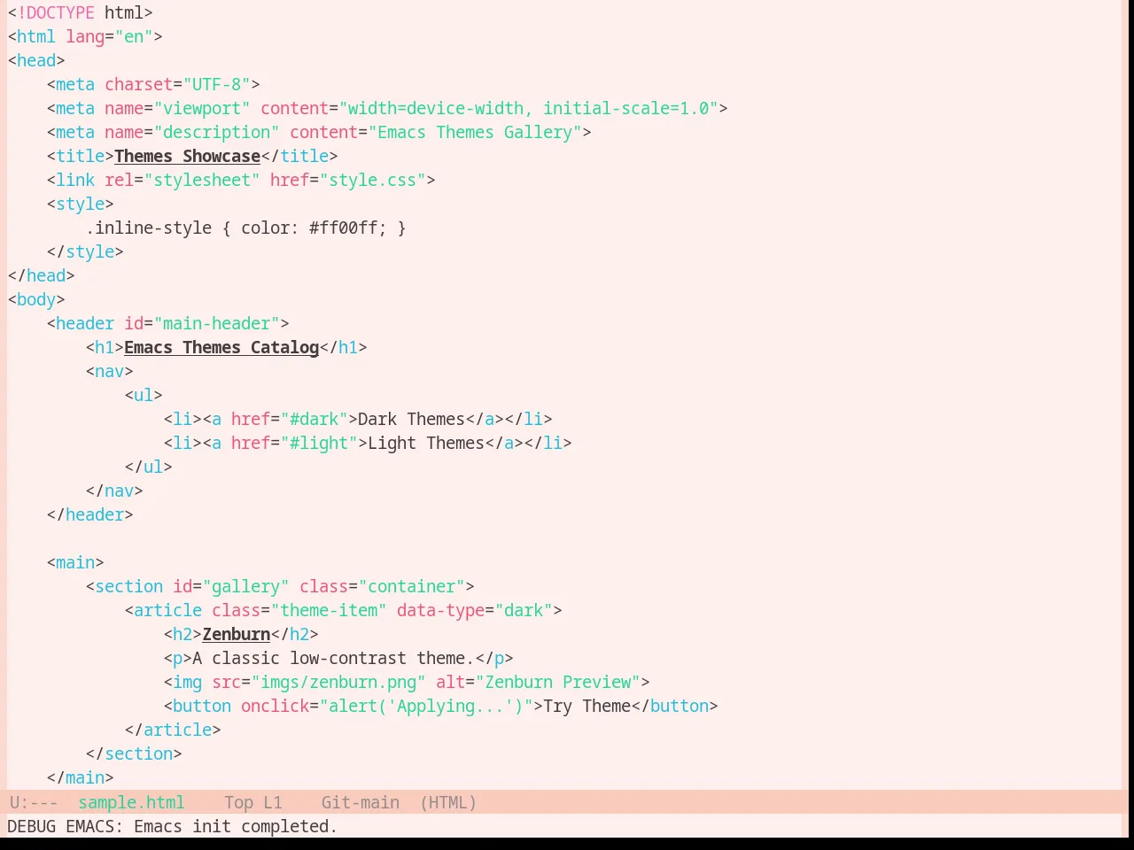 Base16 Horizon Terminal Light Theme in html-mode