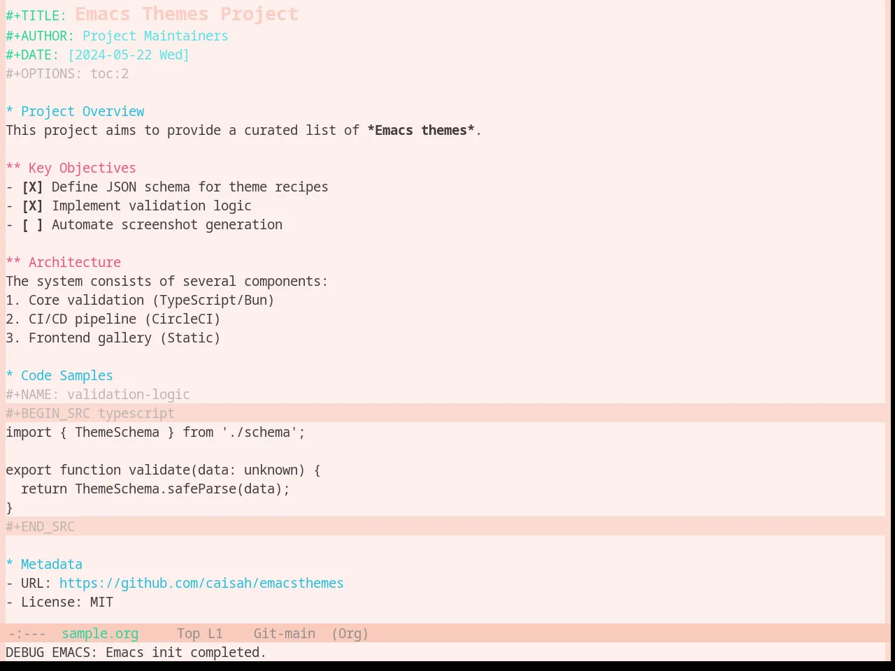 Base16 Horizon Terminal Light Theme in org-mode
