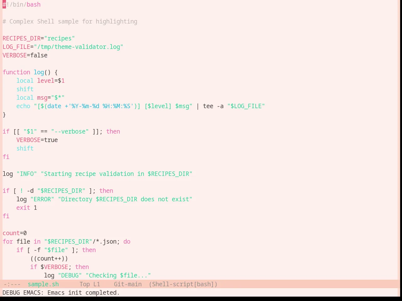 Base16 Horizon Terminal Light Theme in sh-mode