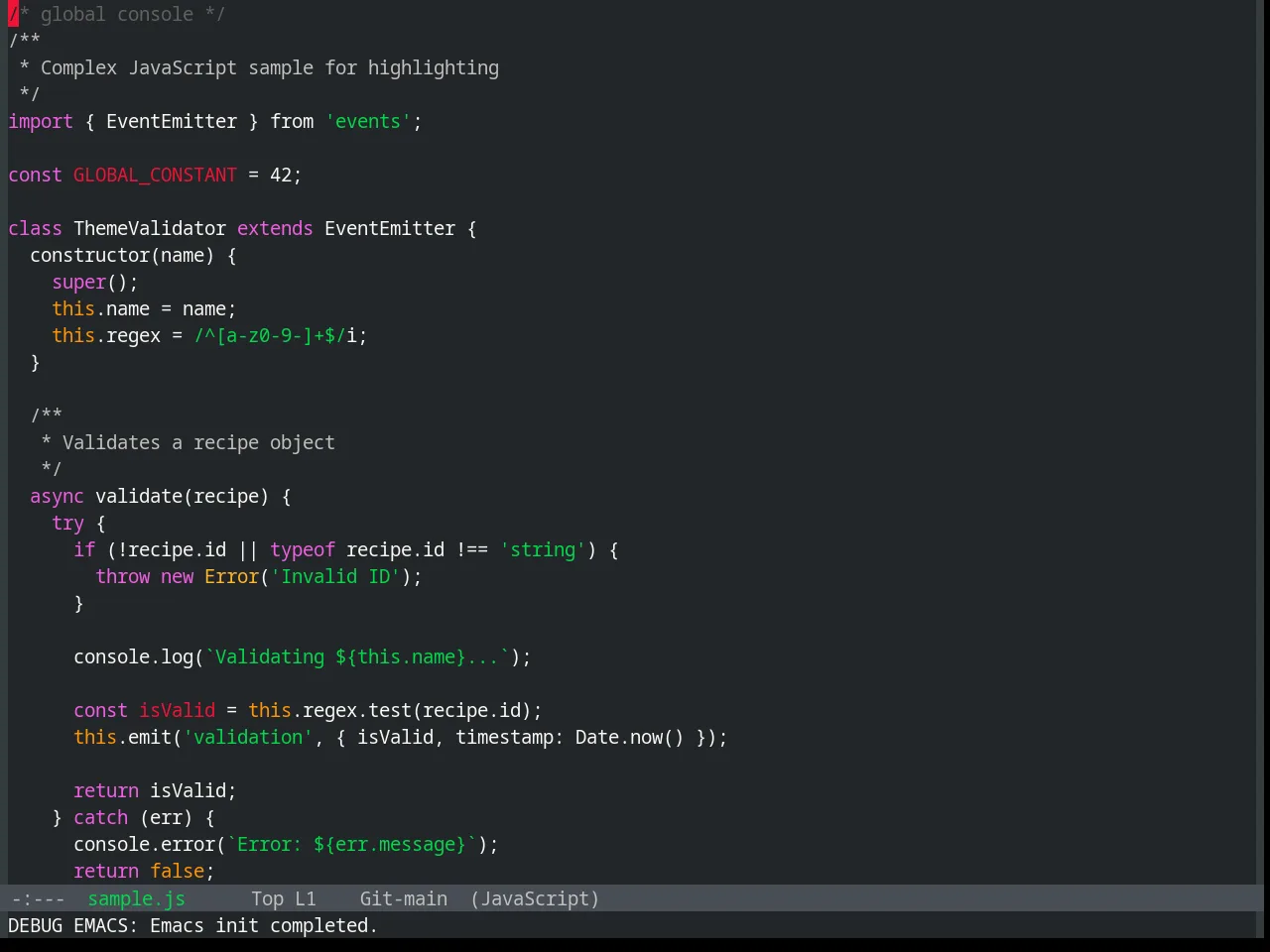 Base16 Humanoid Dark Theme in javascript-mode