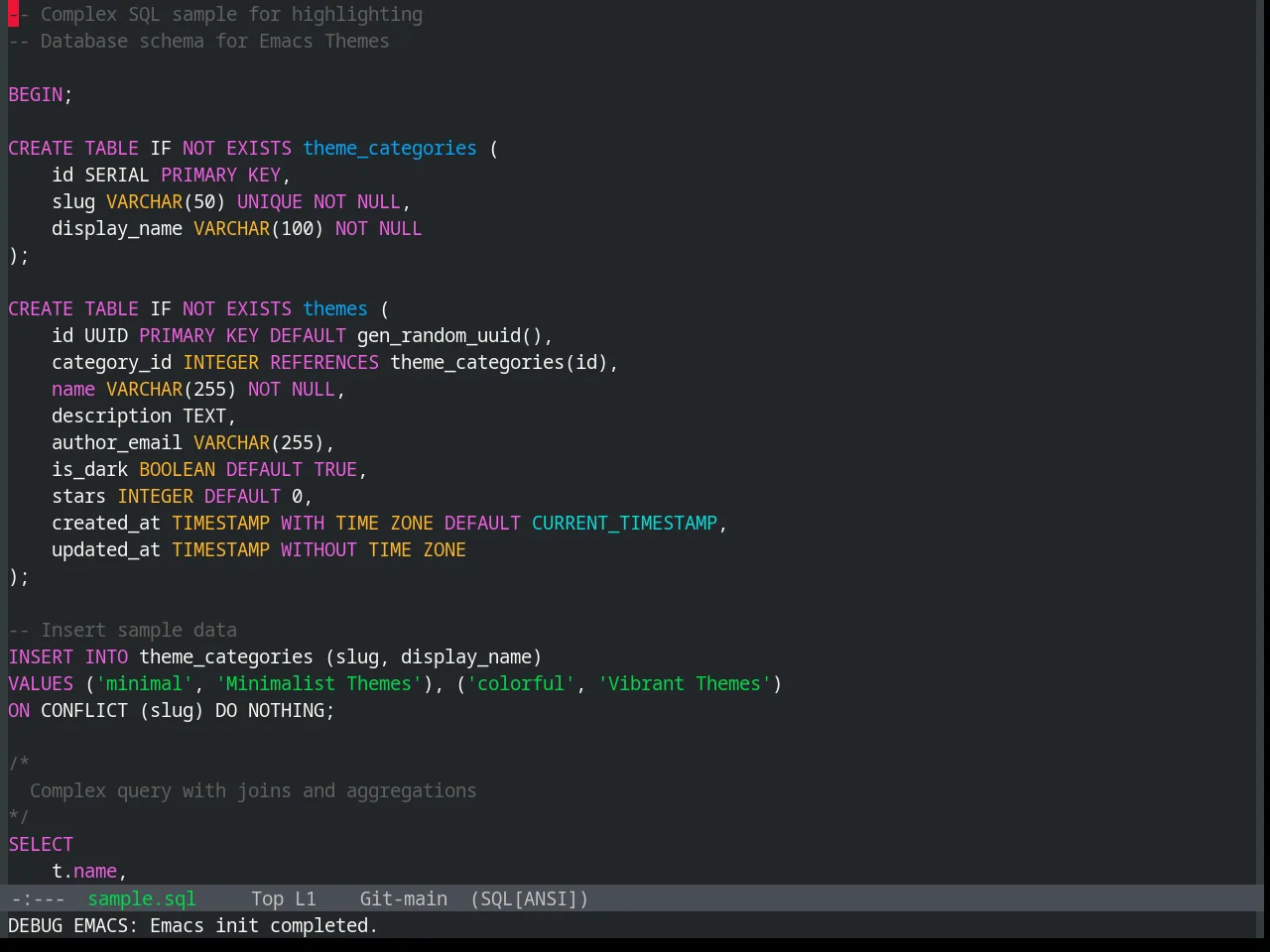 Base16 Humanoid Dark Theme in sql-mode