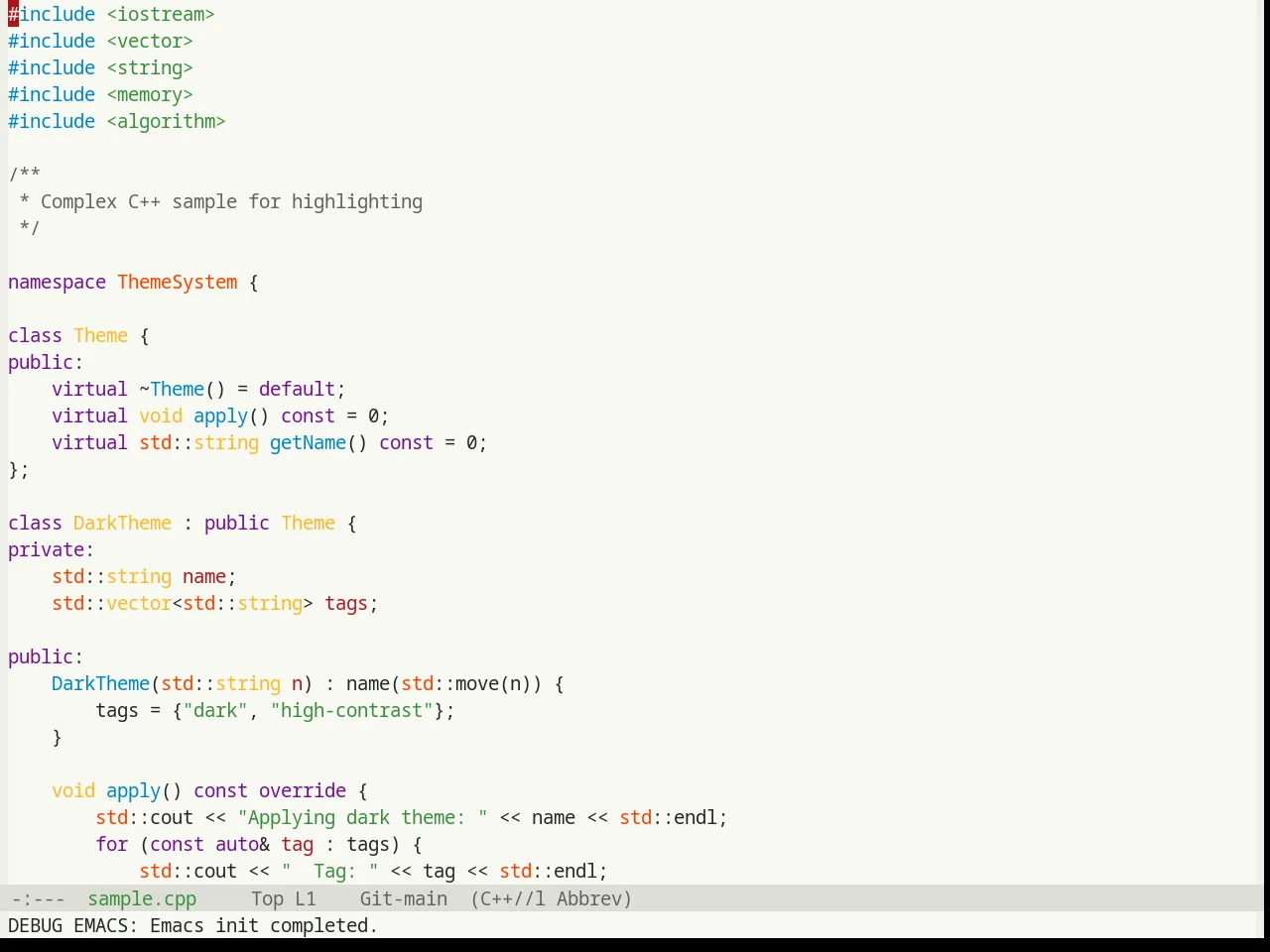 Base16 Humanoid Light Theme in c++-mode