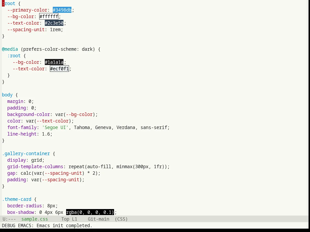 Base16 Humanoid Light Theme in css-mode