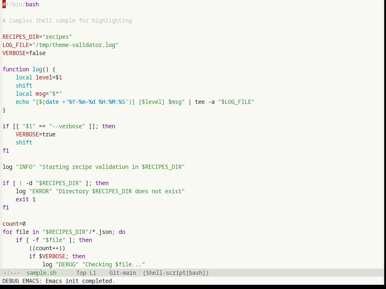 Base16 Humanoid Light Theme in sh-mode