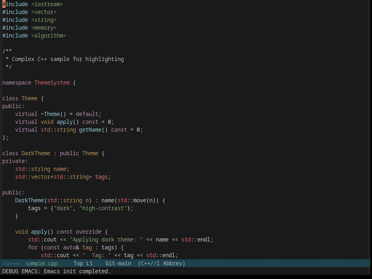 Base16 Ia Dark Theme in c++-mode