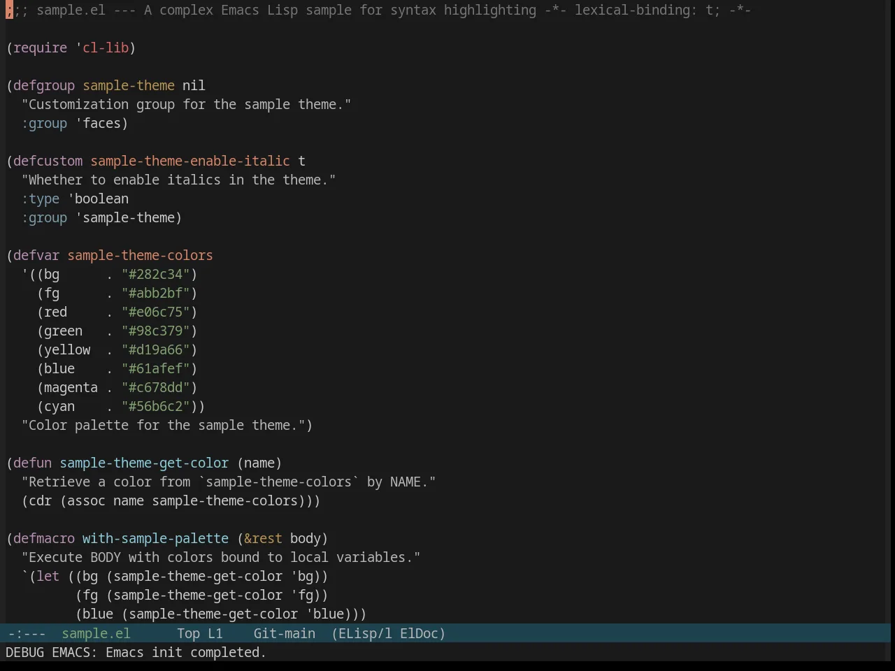 Base16 Ia Dark Theme in emacs-lisp-mode