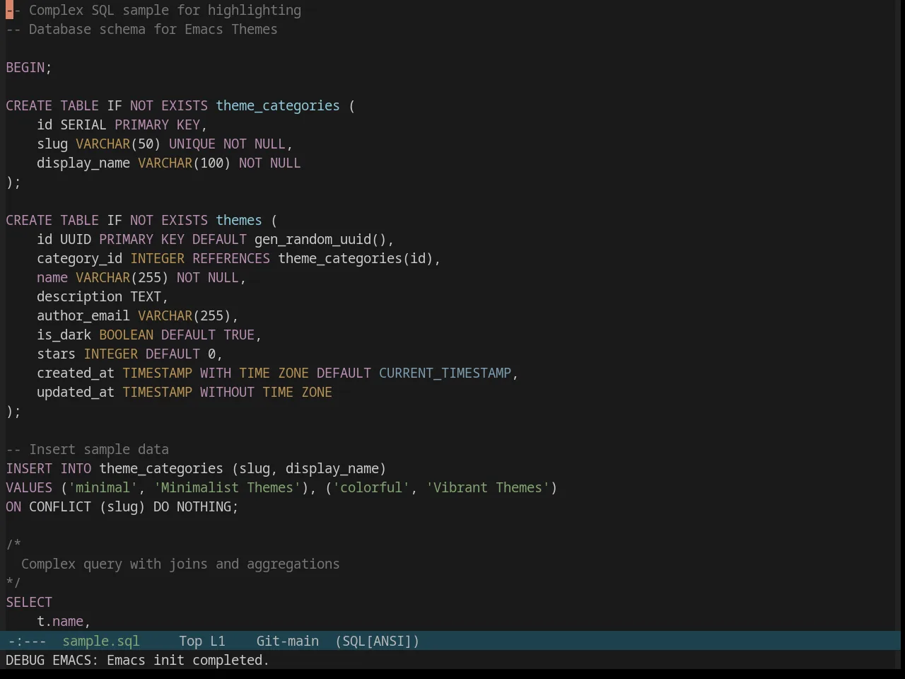 Base16 Ia Dark Theme in sql-mode
