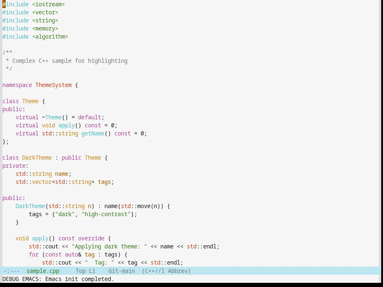 Base16 Ia Light Theme in c++-mode
