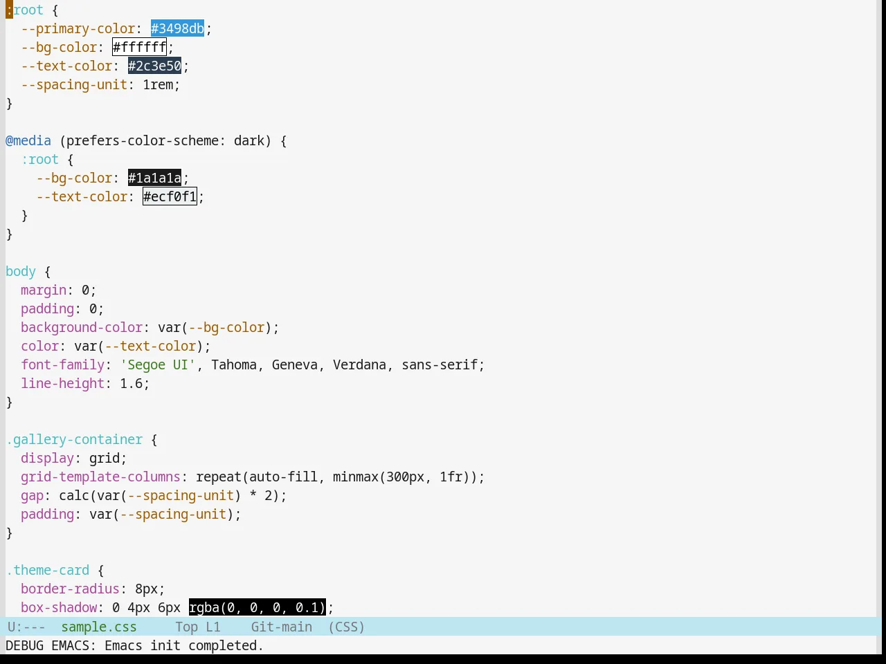 Base16 Ia Light Theme in css-mode