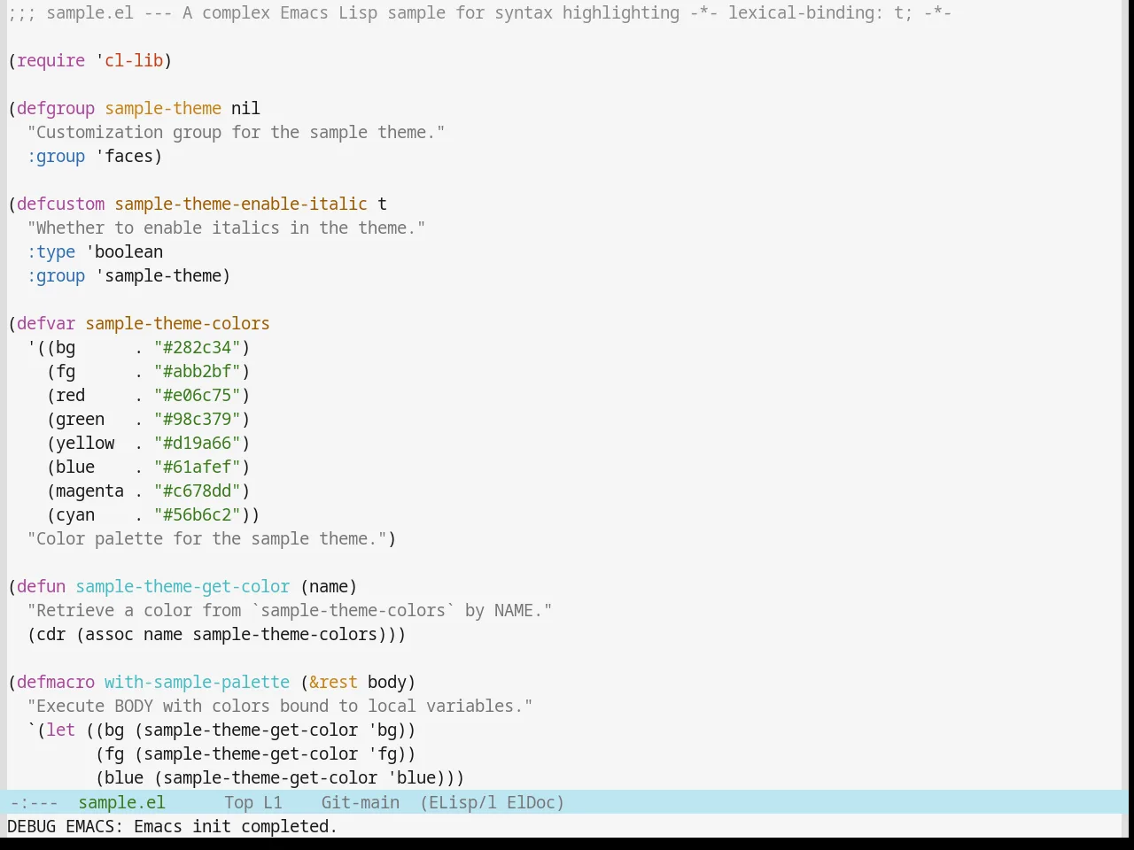 Base16 Ia Light Theme in emacs-lisp-mode