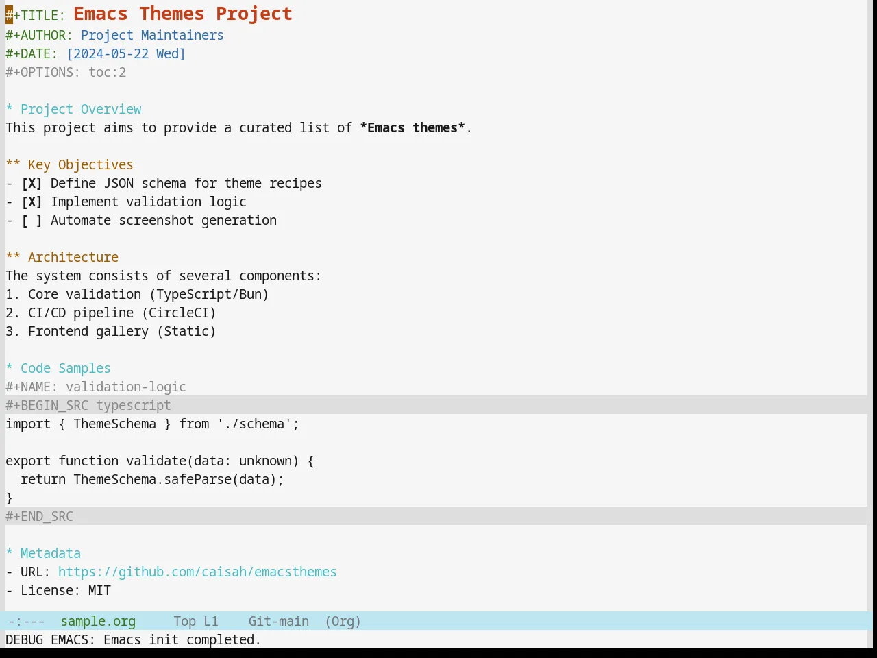 Base16 Ia Light Theme in org-mode