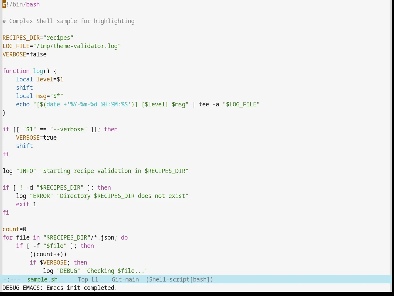 Base16 Ia Light Theme in sh-mode