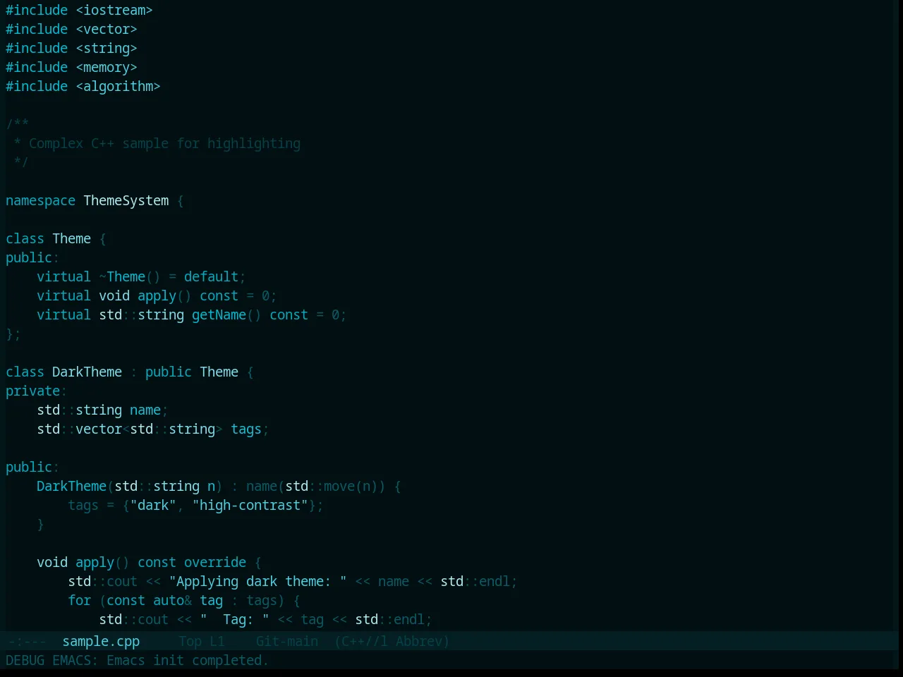 Base16 Icy Theme in c++-mode