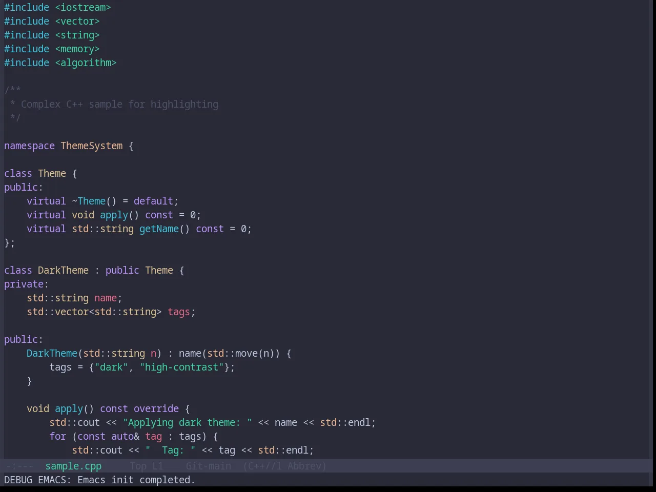 Base16 Jabuti Theme in c++-mode