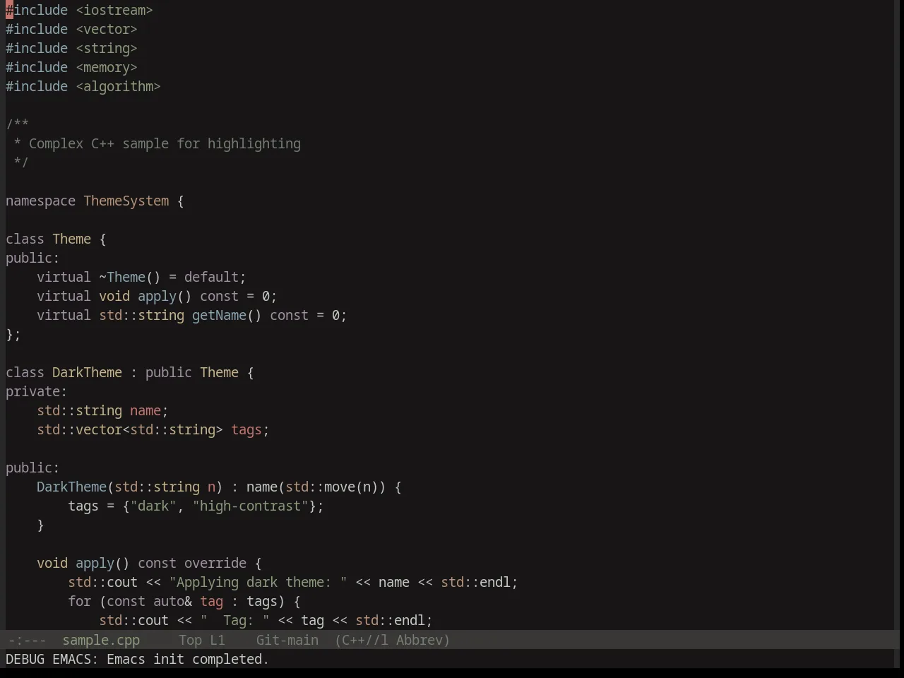 Base16 Kanagawa Dragon Theme in c++-mode