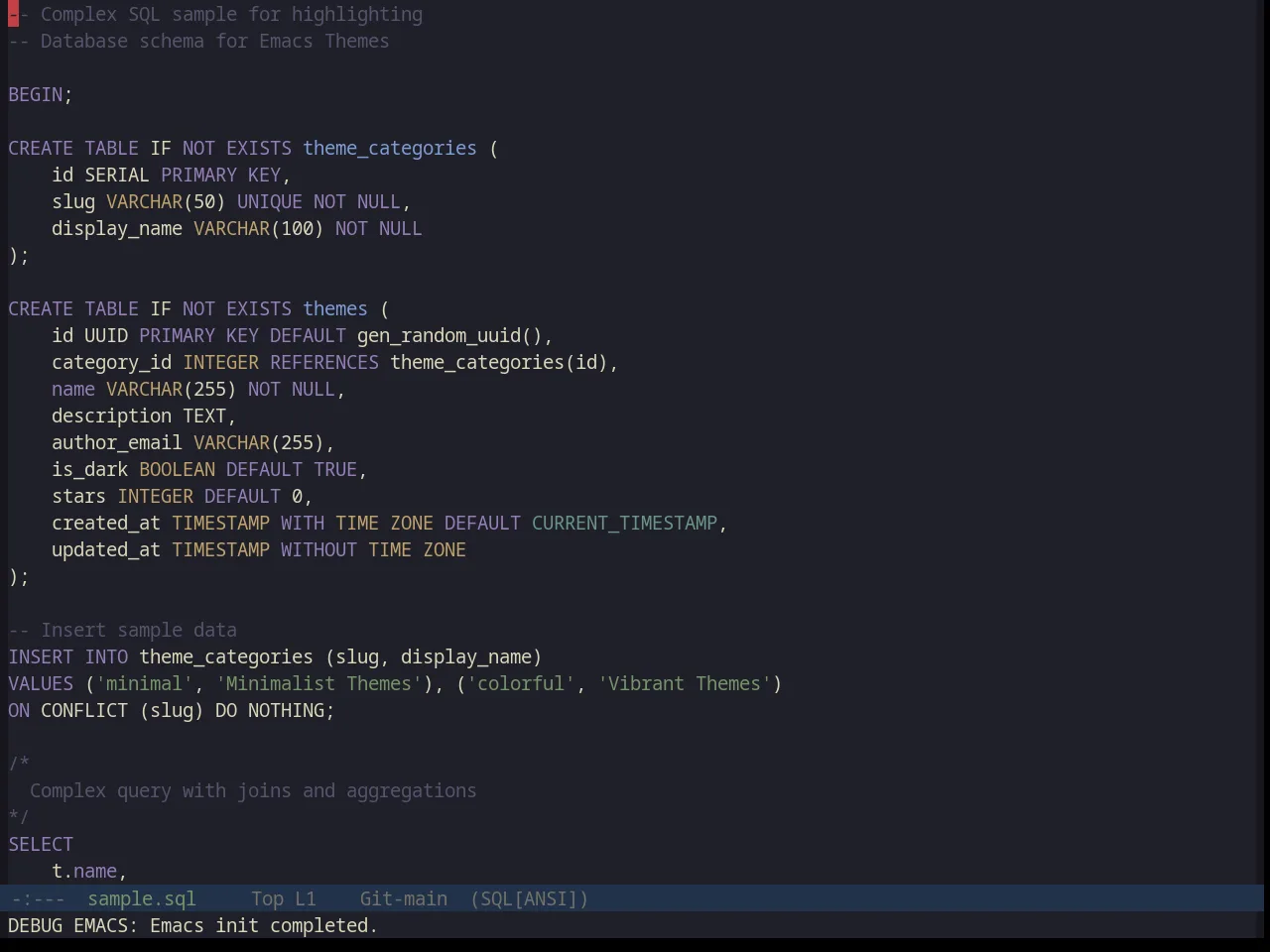 Base16 Kanagawa Theme in sql-mode