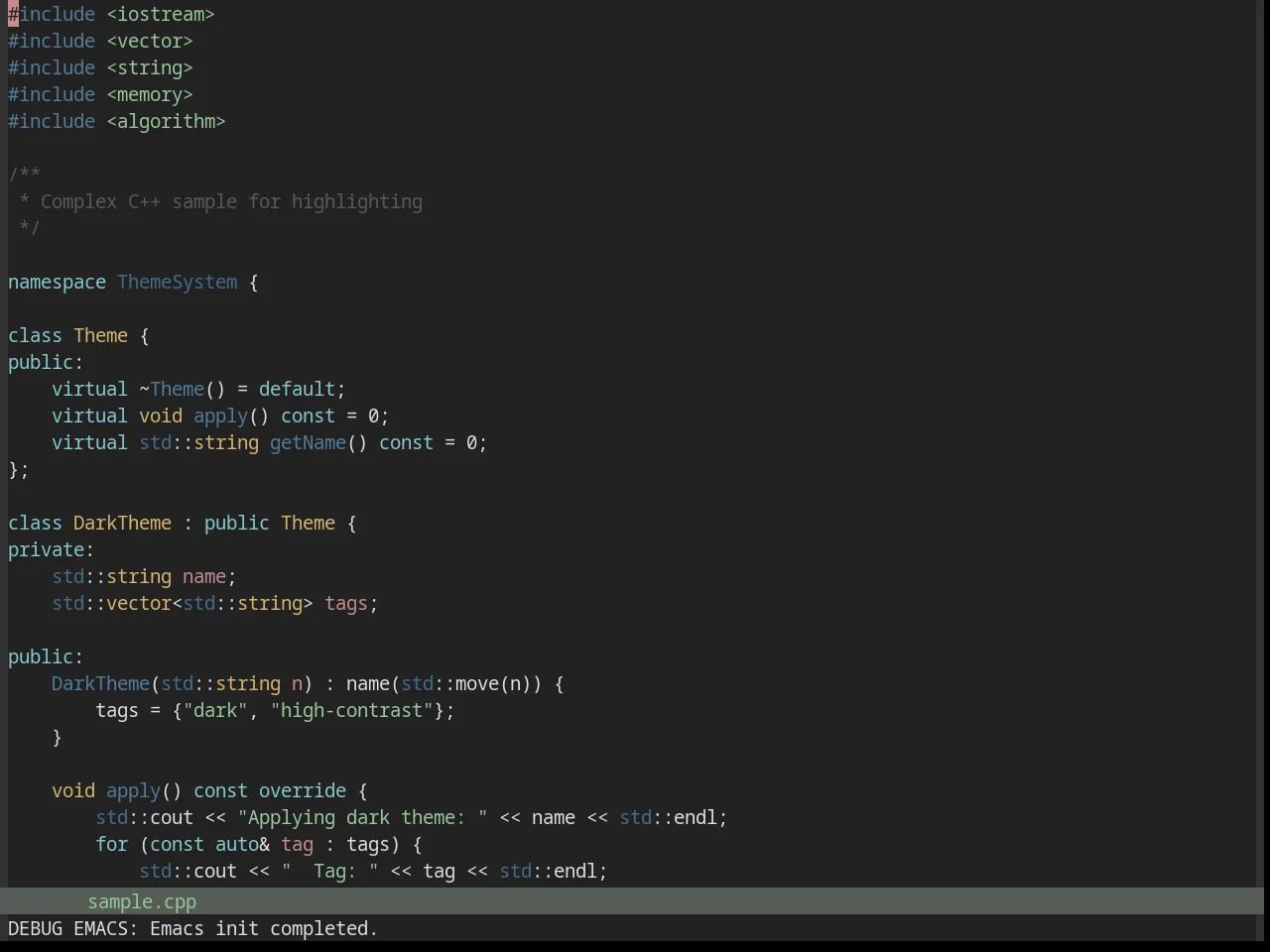 Base16 Kimber Theme in c++-mode