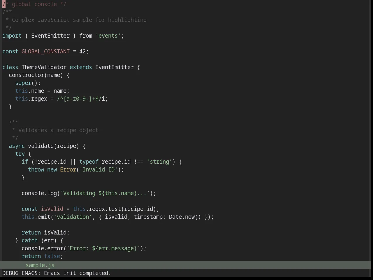 Base16 Kimber Theme in javascript-mode