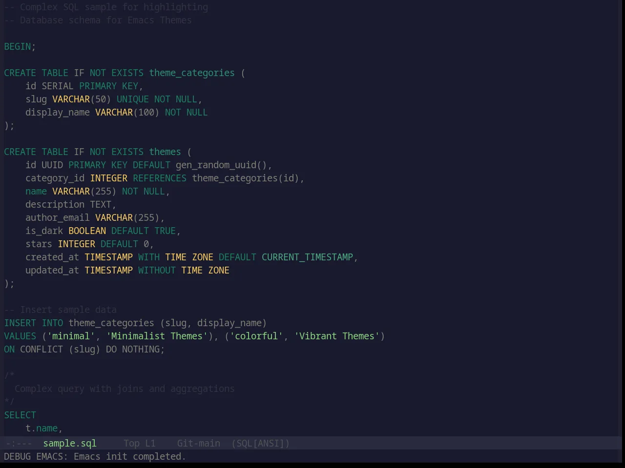 Base16 Lime Theme in sql-mode