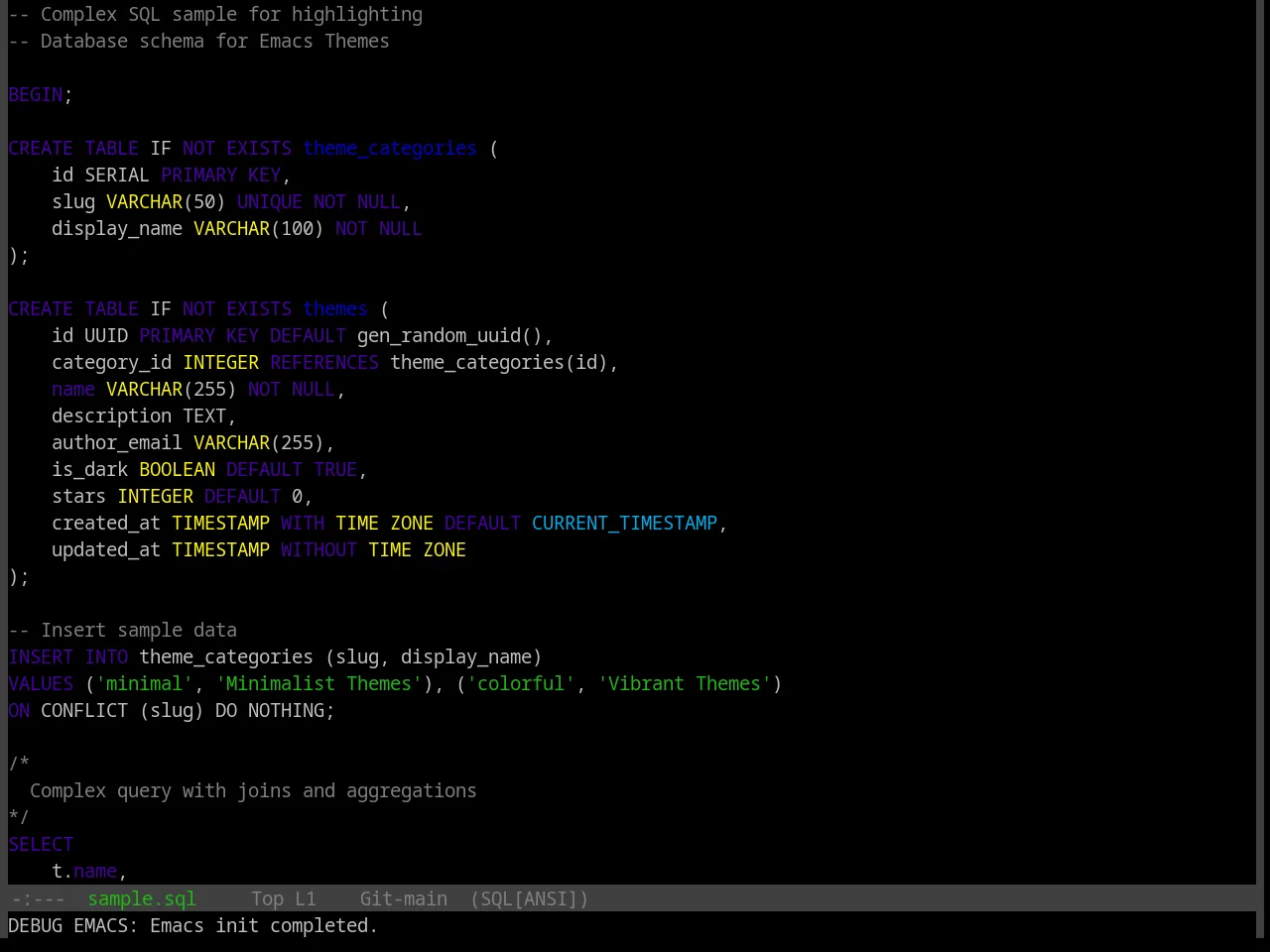 Base16 Macintosh Theme in sql-mode