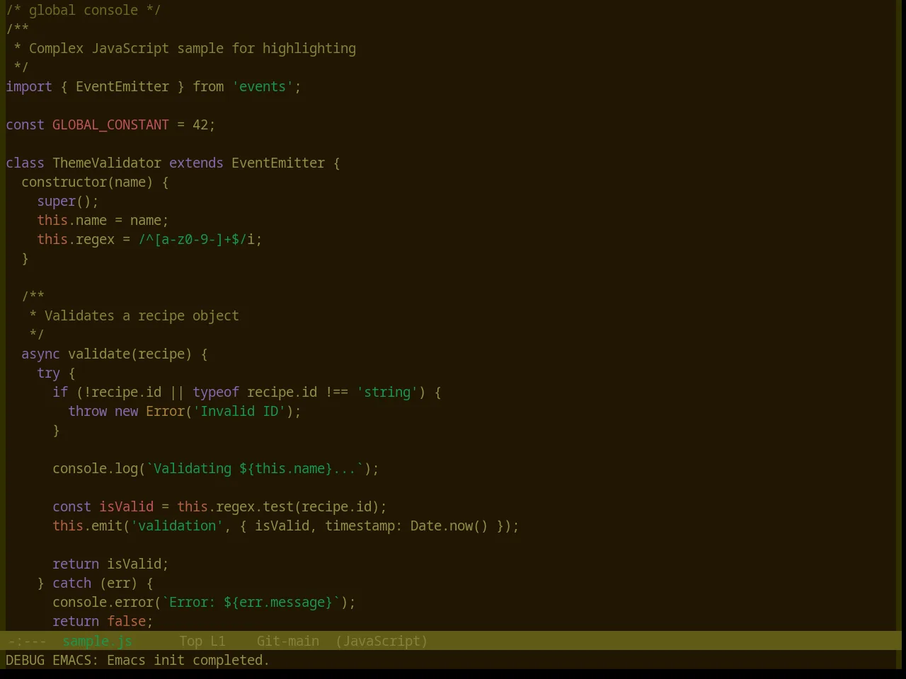 Base16 Marrakesh Theme in javascript-mode
