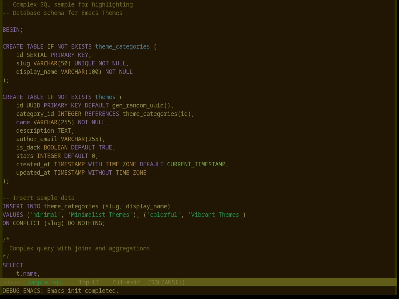 Base16 Marrakesh Theme in sql-mode