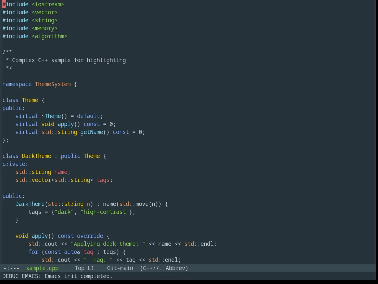 Base16 Materia Theme in c++-mode
