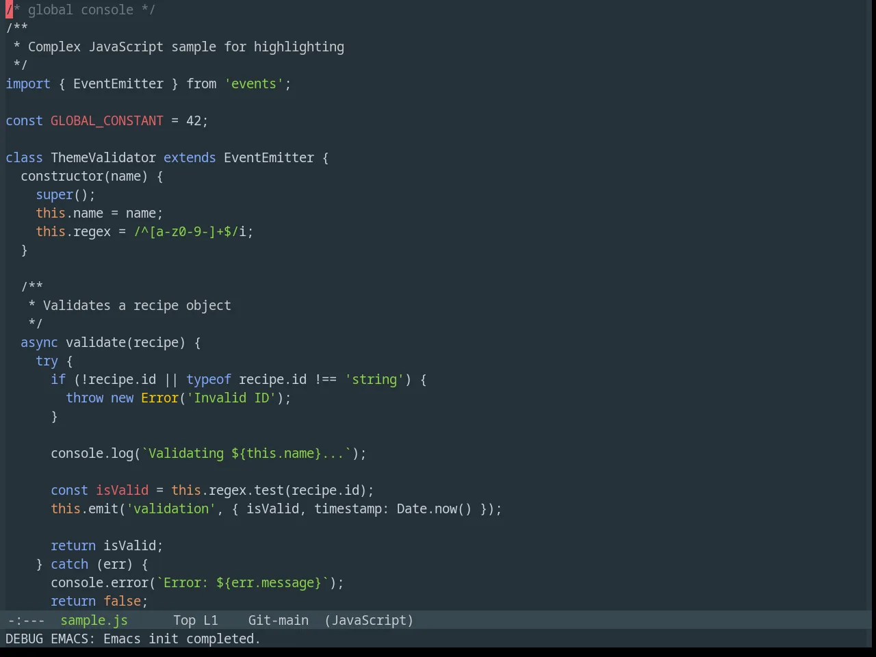 Base16 Materia Theme in javascript-mode