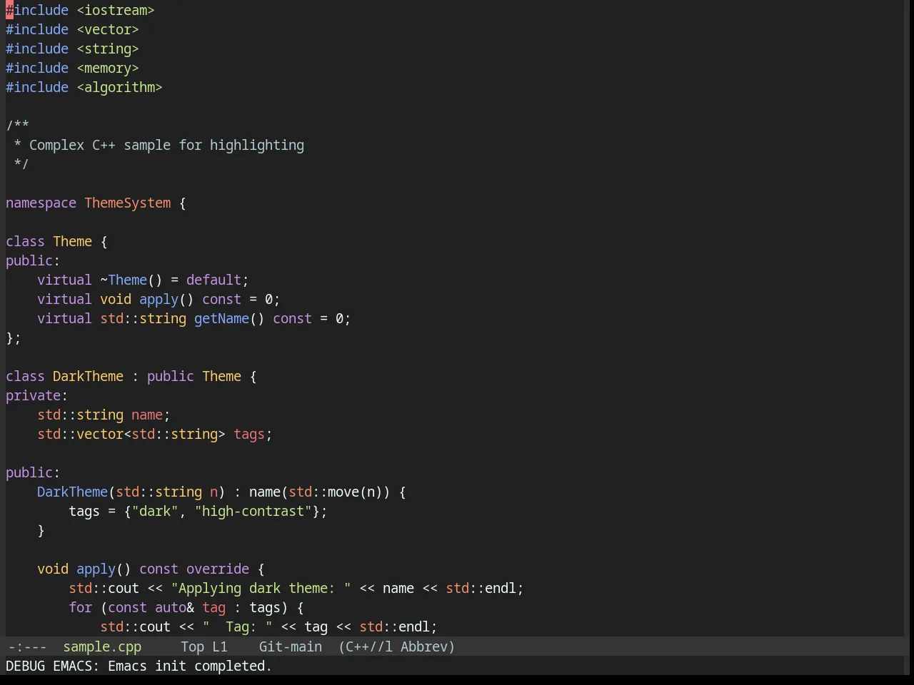 Base16 Material Darker Theme in c++-mode