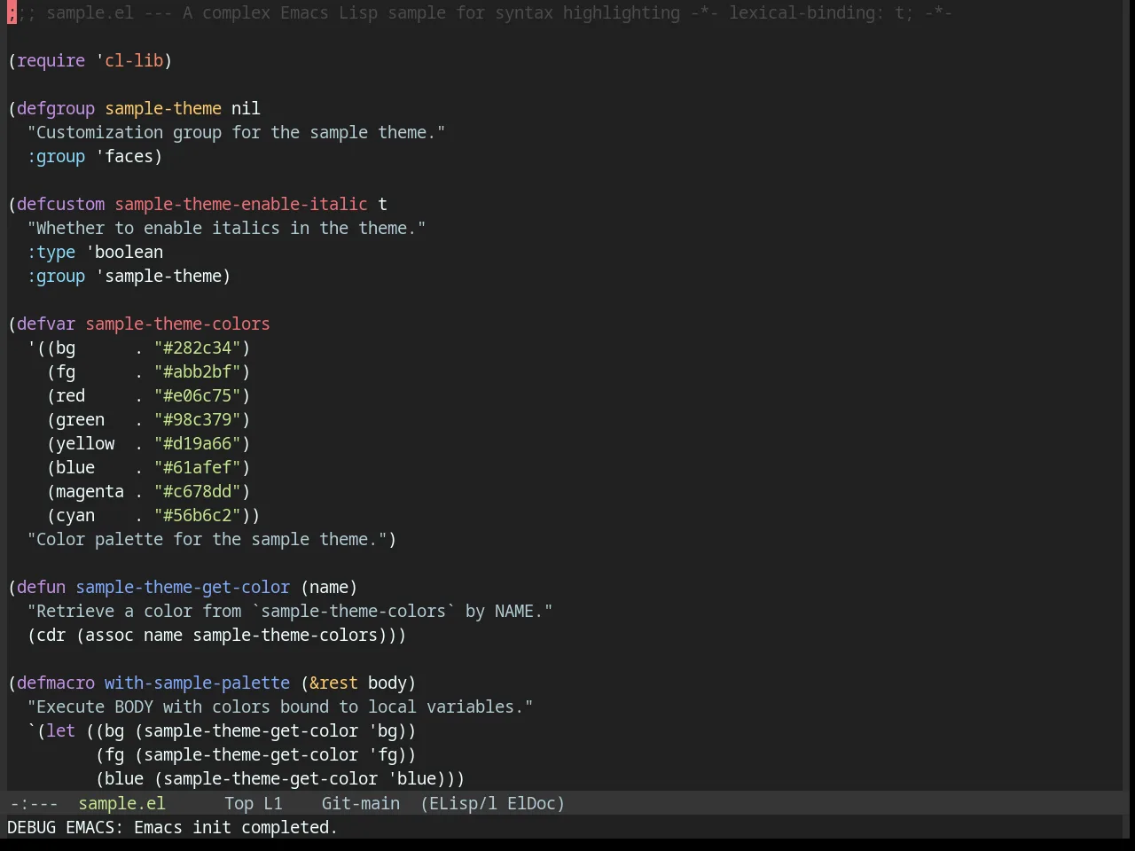 Base16 Material Darker Theme in emacs-lisp-mode
