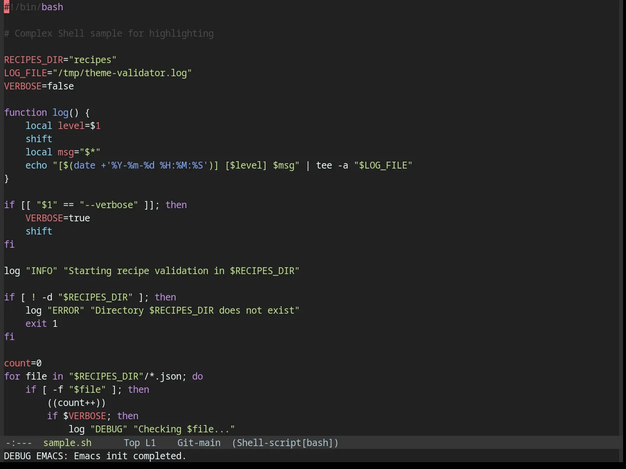 Base16 Material Darker Theme in sh-mode