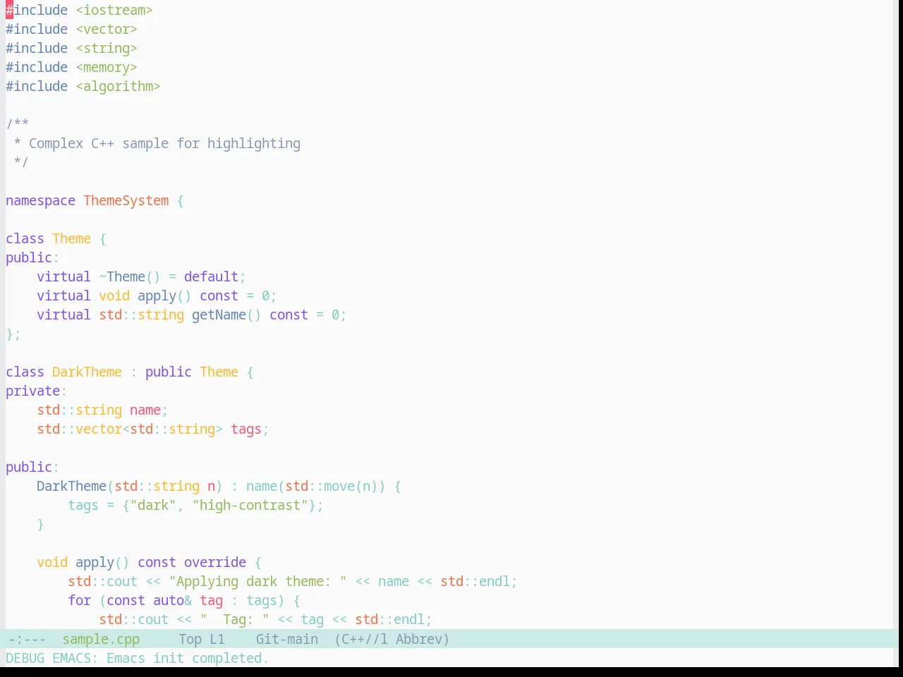 Base16 Material Lighter Theme in c++-mode