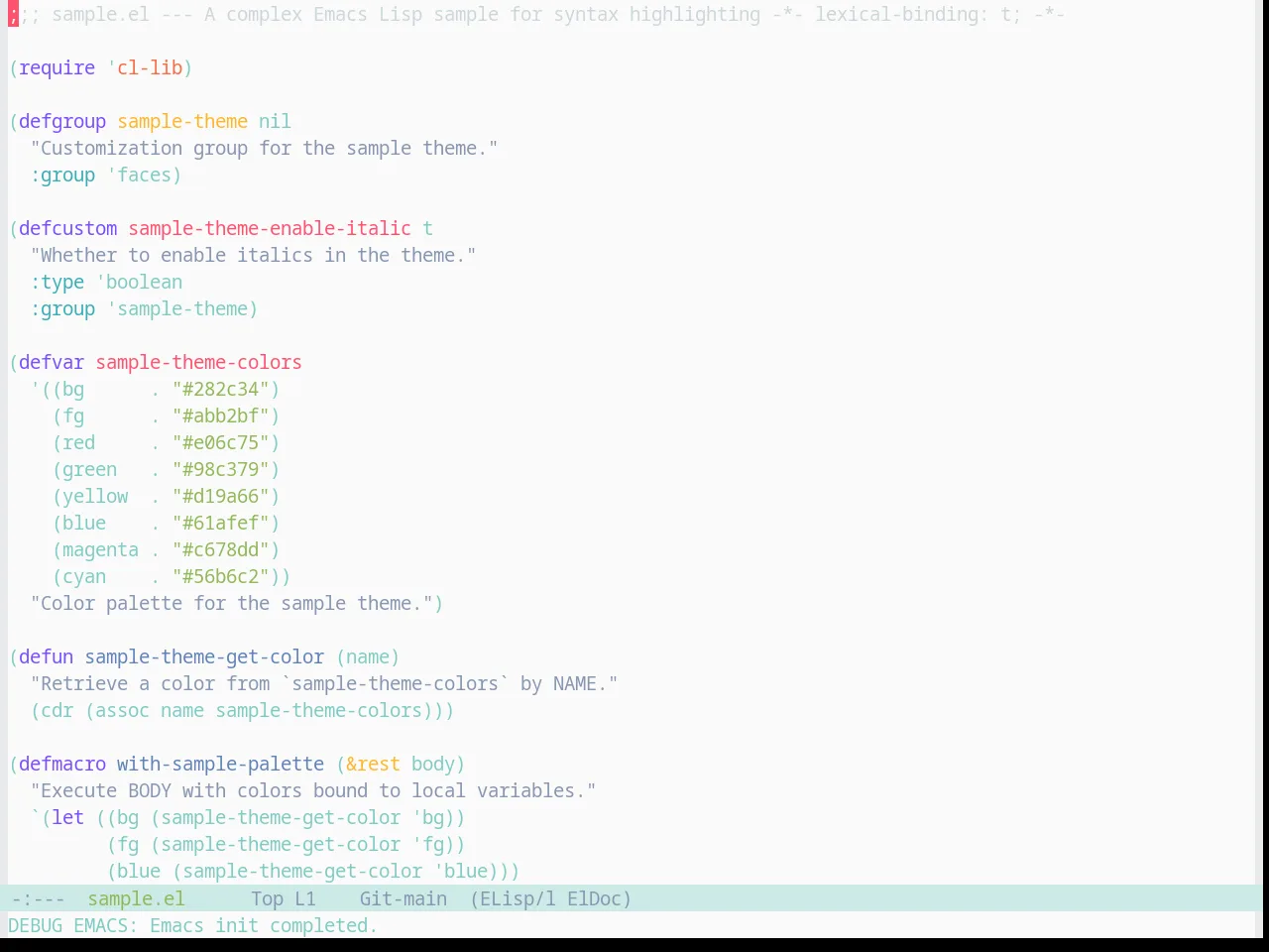 Base16 Material Lighter Theme in emacs-lisp-mode