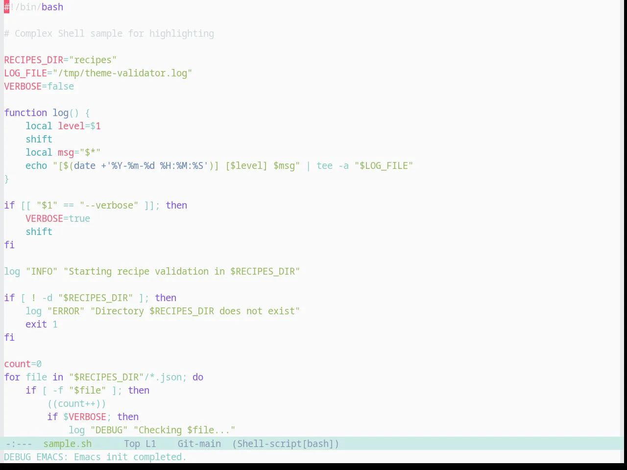 Base16 Material Lighter Theme in sh-mode