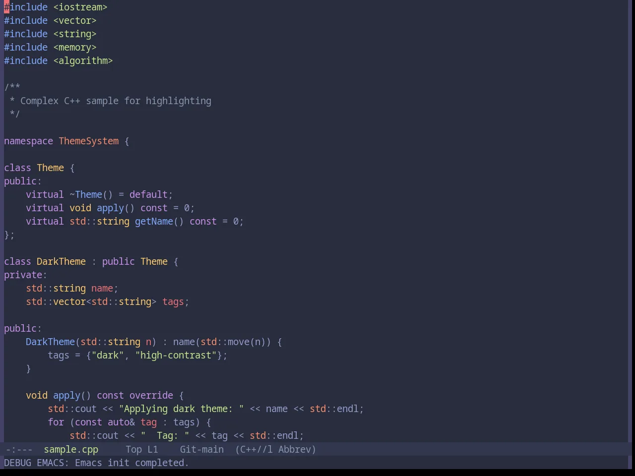 Base16 Material Palenight Theme in c++-mode