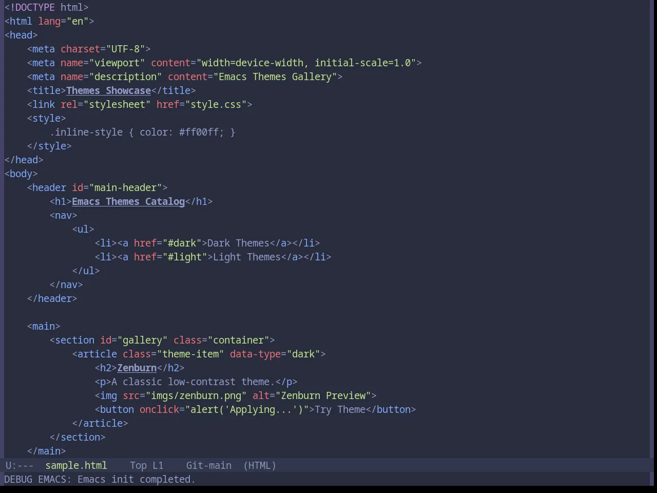 Base16 Material Palenight Theme in html-mode