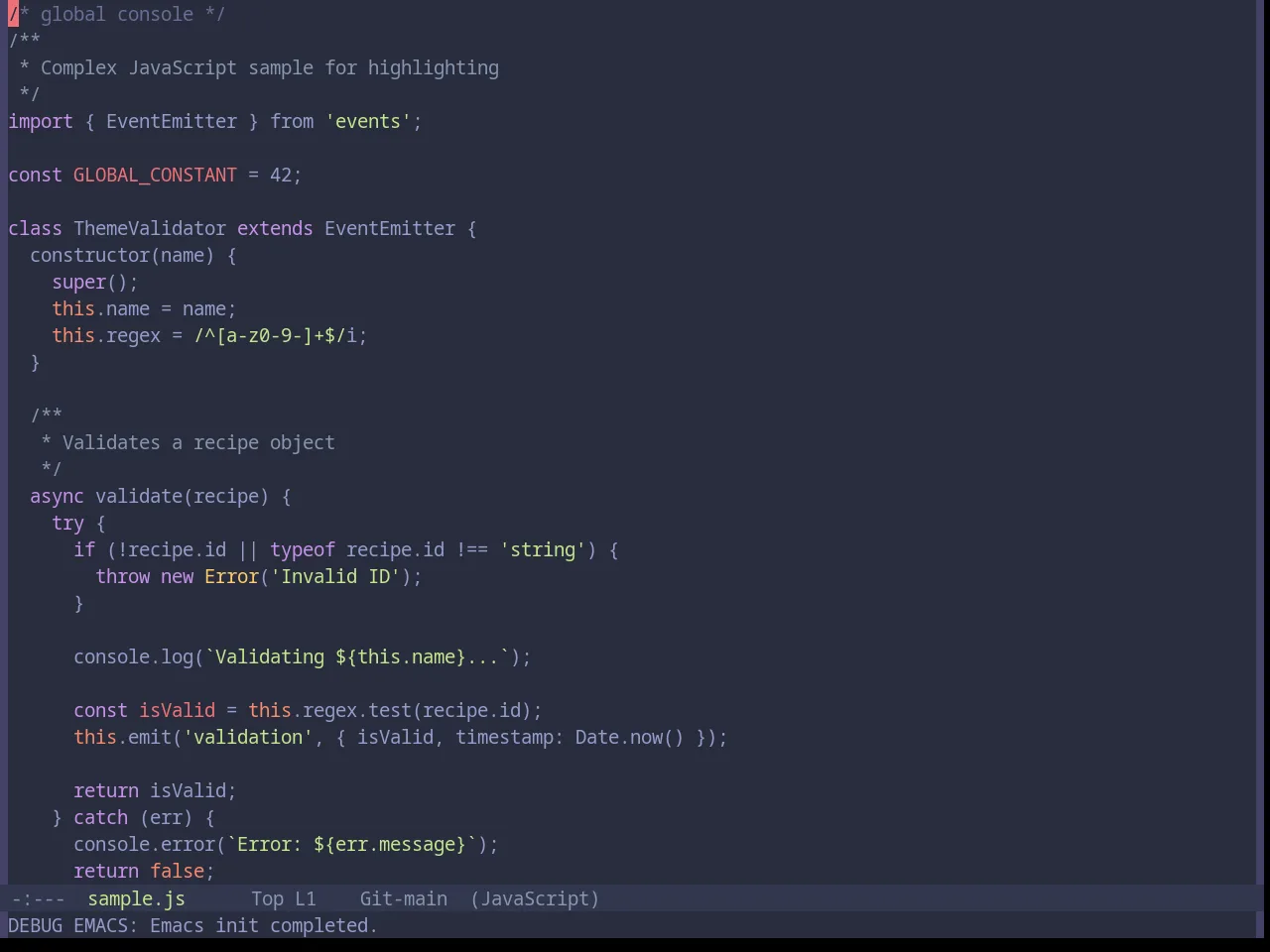 Base16 Material Palenight Theme in javascript-mode