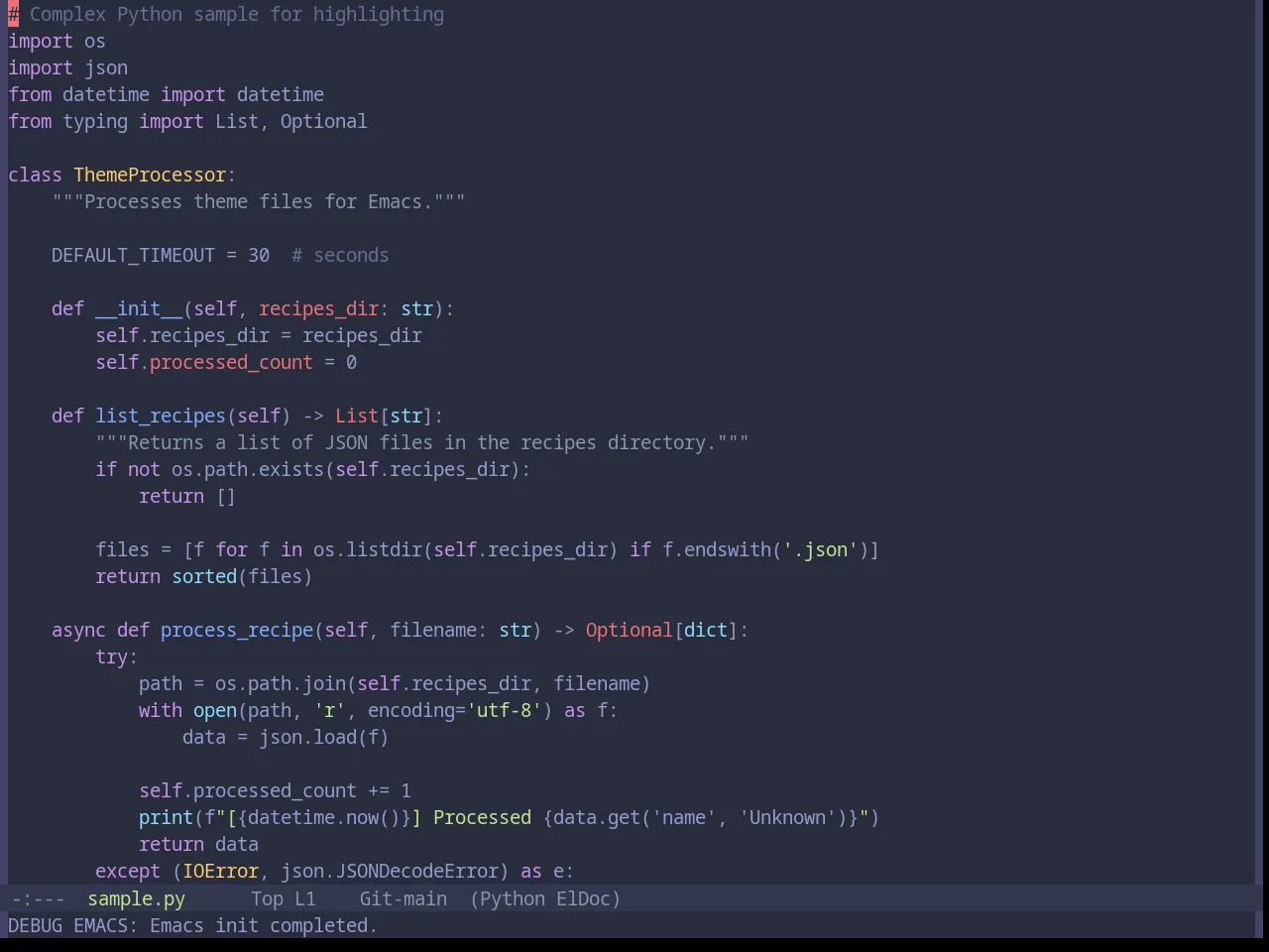 Base16 Material Palenight Theme in python-mode