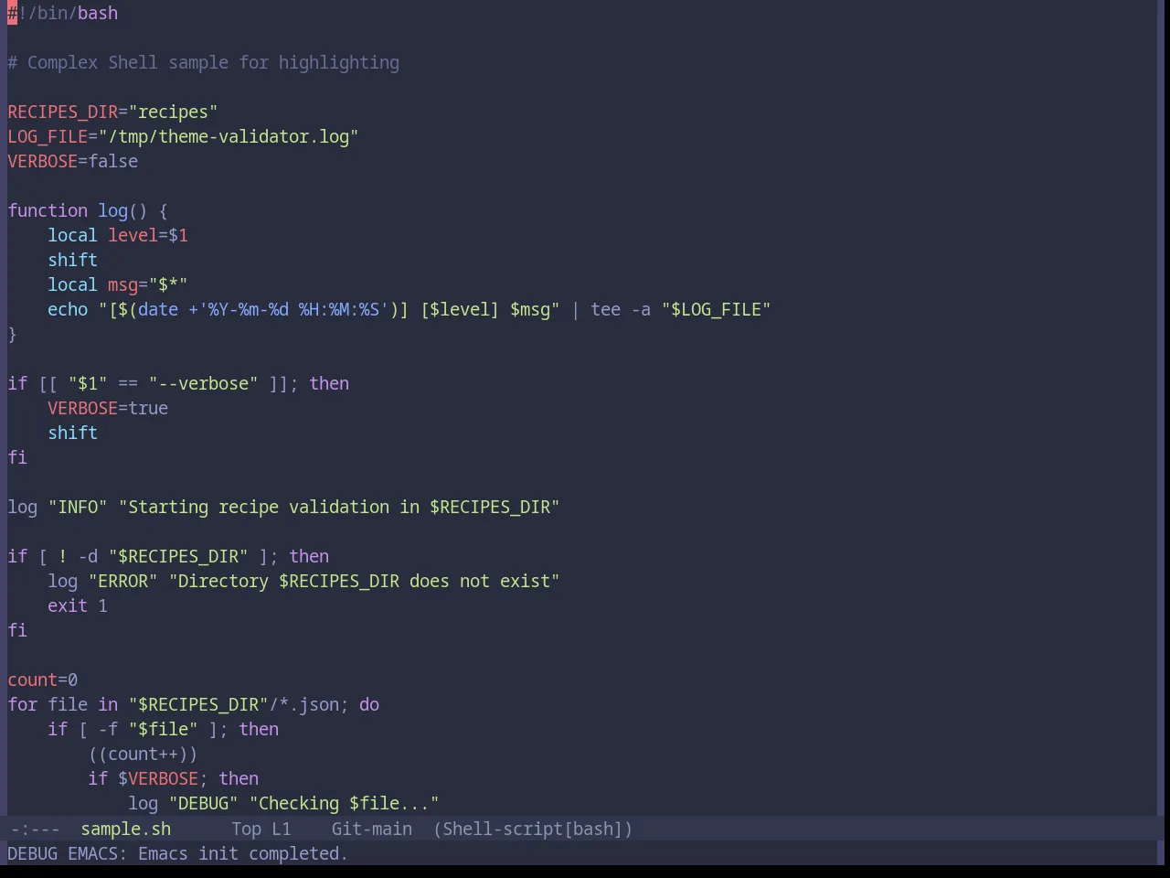 Base16 Material Palenight Theme in sh-mode