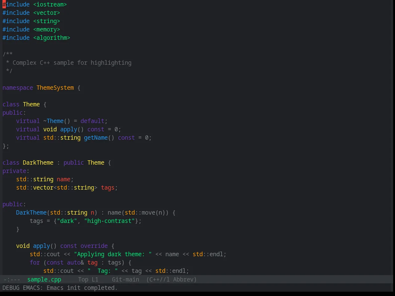 Base16 Material Vivid Theme in c++-mode