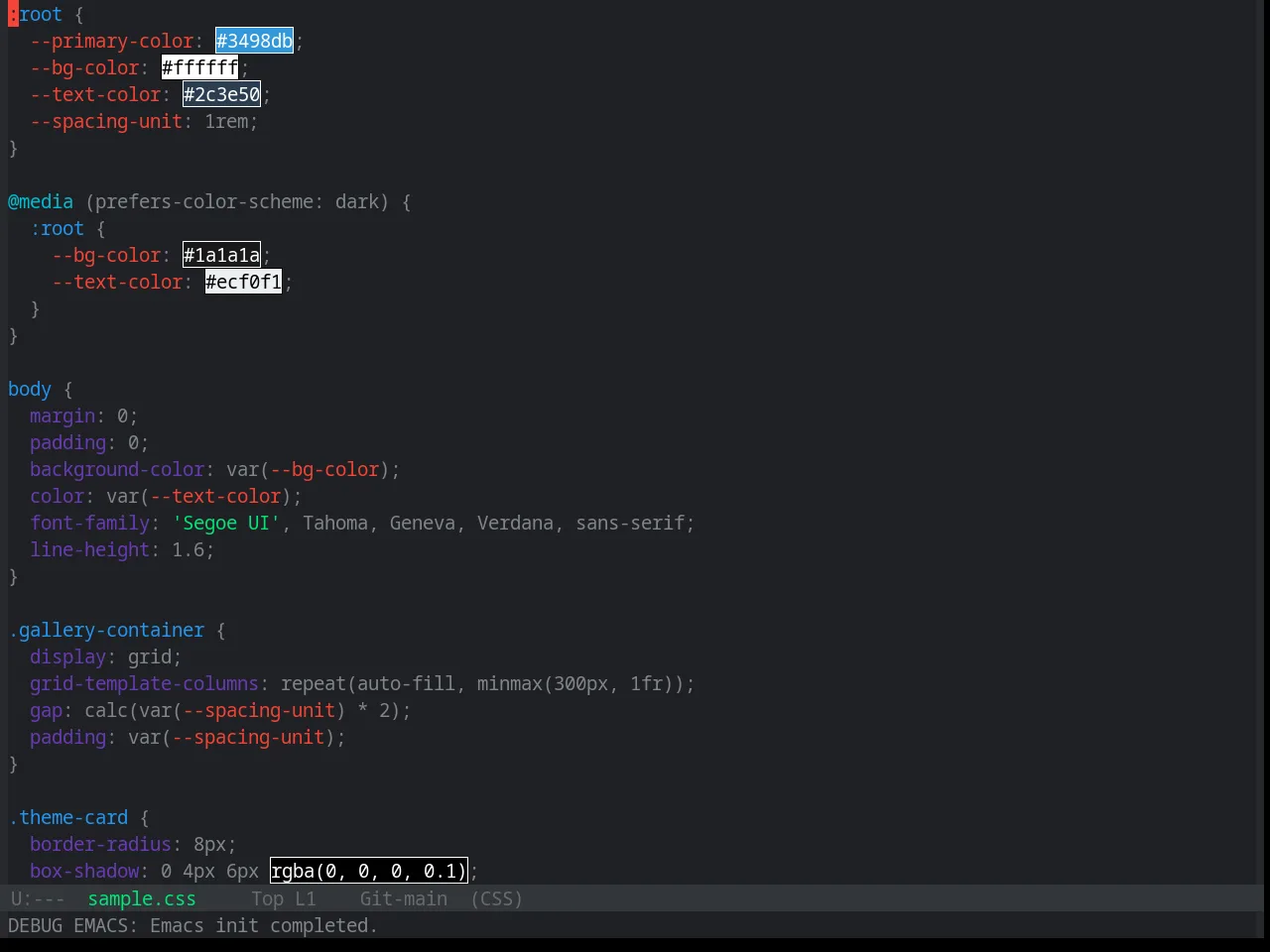 Base16 Material Vivid Theme in css-mode