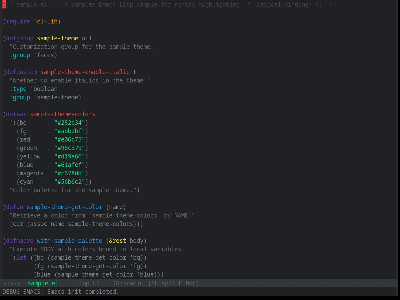 Base16 Material Vivid Theme in emacs-lisp-mode
