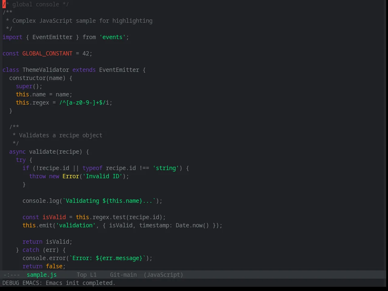 Base16 Material Vivid Theme in javascript-mode